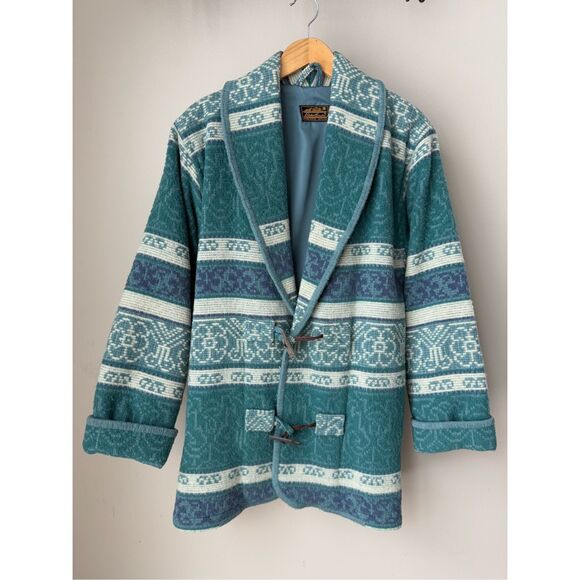 Vintage Eddie Bauer Wool Blend Aztec Southwest Barn Coat Size M - Picture 2 of 12
